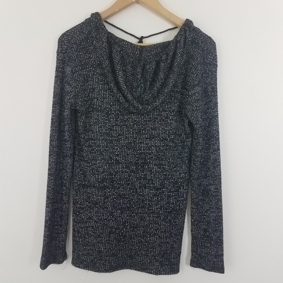 Aeropostale Marled Hooded Black/ Gray Sweater - Picture 7 of 8